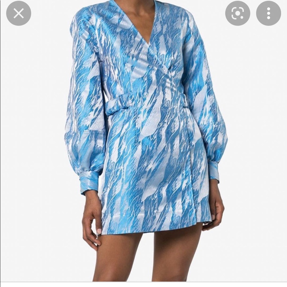ganni balloon sleeve jacquard dress